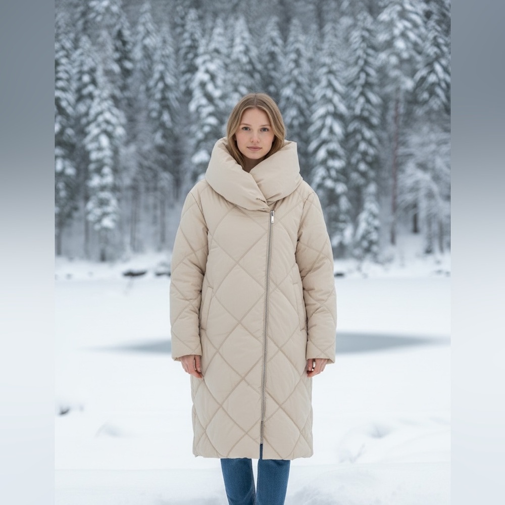 Karen Millen Beige Puffer Coat
